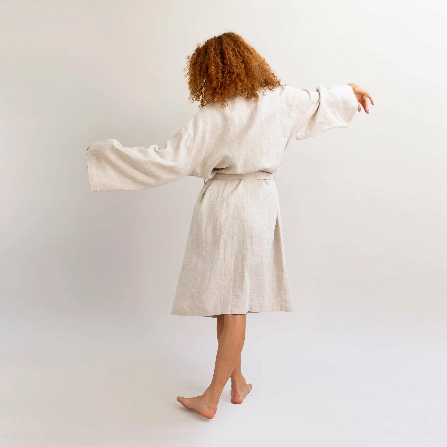 Oatmeal Linen Robe 12 Oatmeal Linen Robe - Image 10