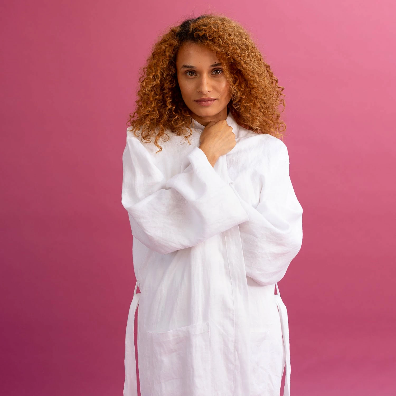 White Linen Robe 5 White Linen Robe - Image 3