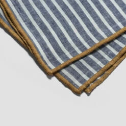 Midnight Stripe Linen Napkin Set Of 4 -Bed Linings Sales Shop PigletinBed LinenTablewareDetails MidnightStripe greyBG 1