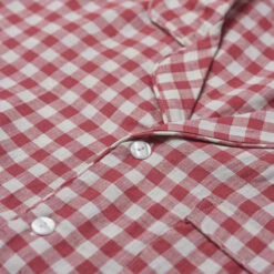 Men's Mineral Red Gingham Pajama Set -Bed Linings Sales Shop PigletinBed Men sLinenPyjamaShirt MineralRedGingham 3 greyBG 1