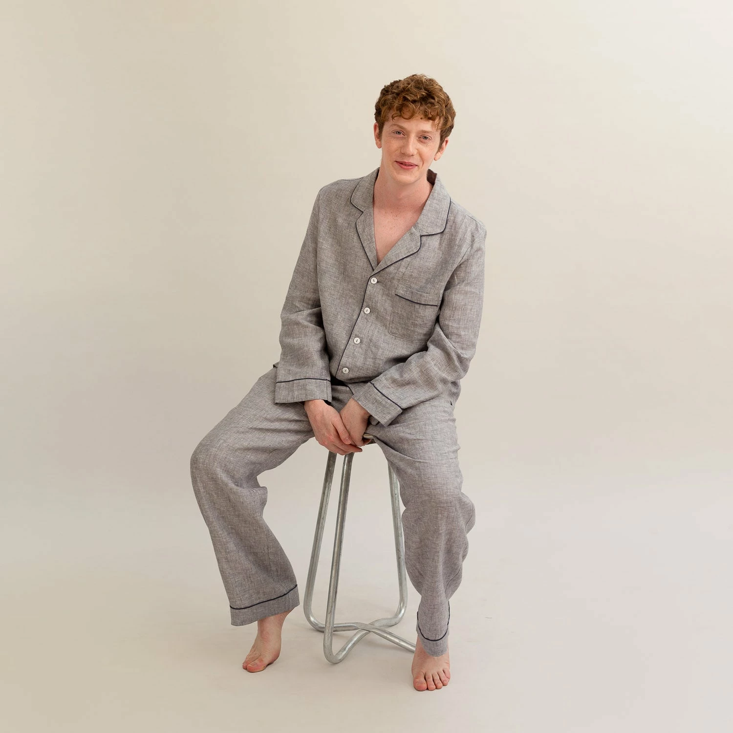 Men's Gray Linen Pajama Set 3 Men's Gray Linen Pajama Set