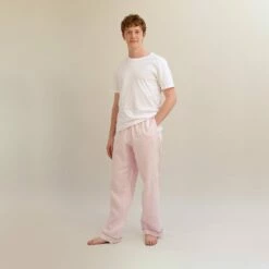 Men's Blush Pink Linen Pajama Pants