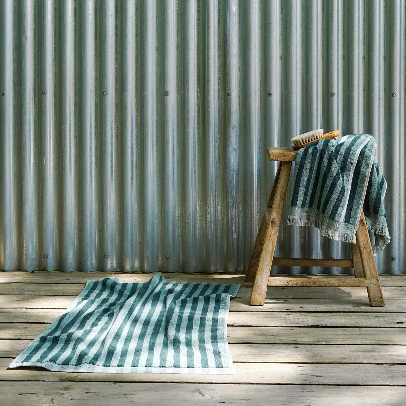 Pine Green Stripe Cotton Bath Mat 3 Pine Green Stripe Cotton Bath Mat