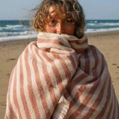 Sand Shell Stripe Cotton Bath Sheet