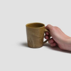 Ochre Pottery West Mug -Bed Linings Sales Shop PigletinBed Tableware PotteryWest Mug Ochre 2 GreyBG
