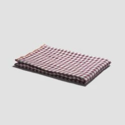 Berry Gingham Linen Tablecloth -Bed Linings Sales Shop PigletinBed TablewareTablecloths Berry 01 greyBG