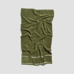 Botanical Green Bath Towel -Bed Linings Sales Shop PigletinBed TerryCotton 62 greyBG