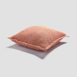 Pink Clay Waffle Cotton Cushion Cover