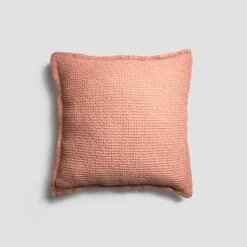 Pink Clay Waffle Cotton Cushion Cover -Bed Linings Sales Shop PigletinBed TexturedCottonCushionCover PinkClay 02 greyBG