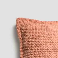 Pink Clay Waffle Cotton Cushion Cover -Bed Linings Sales Shop PigletinBed TexturedCottonCushionCover PinkClay 03 greyBG
