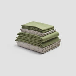 Spring Sprig Printed Cotton Bundle -Bed Linings Sales Shop PigletinBed WashedCottonBedtimeBundle SpringSprig Mix Match V1 Pear greyBG