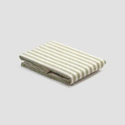 Pear Seersucker Stripe Cotton Bundle -Bed Linings Sales Shop PigletinBed WashedCottonDuvetCover PearSeersuckerStripe 1 greyBG