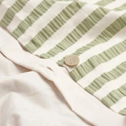 Pear Seersucker Stripe Cotton Duvet Cover -Bed Linings Sales Shop PigletinBed WashedCottonDuvetCover PearSeersuckerStripe 4 greyBG f7700da5 a475 4ceb 9459 48ab273a112b 1