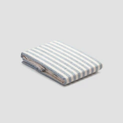 Warm Blue Seersucker Stripe Cotton Bundle -Bed Linings Sales Shop PigletinBed WashedCottonDuvetCover WarmBlueSeersuckerStripe 1 greyBG