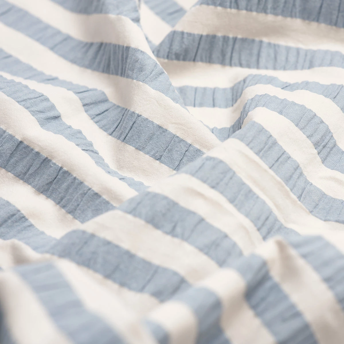 Warm Blue Seersucker Stripe Cotton Pillowcases (Pair) 4 Warm Blue Seersucker Stripe Cotton Pillowcases (Pair) - Image 2