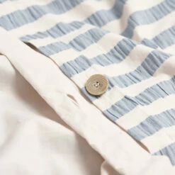 Warm Blue Seersucker Stripe Cotton Bundle -Bed Linings Sales Shop PigletinBed WashedCottonDuvetCover WarmBlueSeersuckerStripe 4 greyBG 1