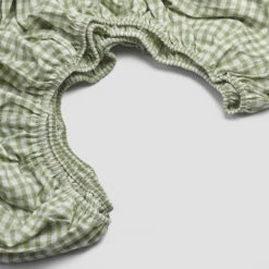 Pear Small Gingham Cotton Sheet Set -Bed Linings Sales Shop PigletinBed WashedCottonFittedSheet PearGingham 2 greyBG 8ed6bcb4 84dc 42ab a1c7 a583aa64f067 1