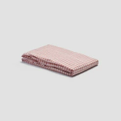 Red Dune Small Gingham Cotton Sheet Set -Bed Linings Sales Shop PigletinBed WashedCottonFittedSheet RedDuneGingham 1 greyBG 73e71a33 1e17 4df8 8040 4f1a6d3d1b3a