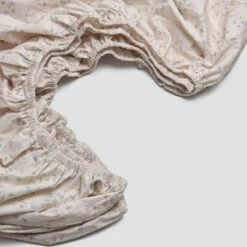 Spring Sprig Printed Cotton Bundle -Bed Linings Sales Shop PigletinBed WashedCottonFittedSheet SpringSprigl 2 greyBG