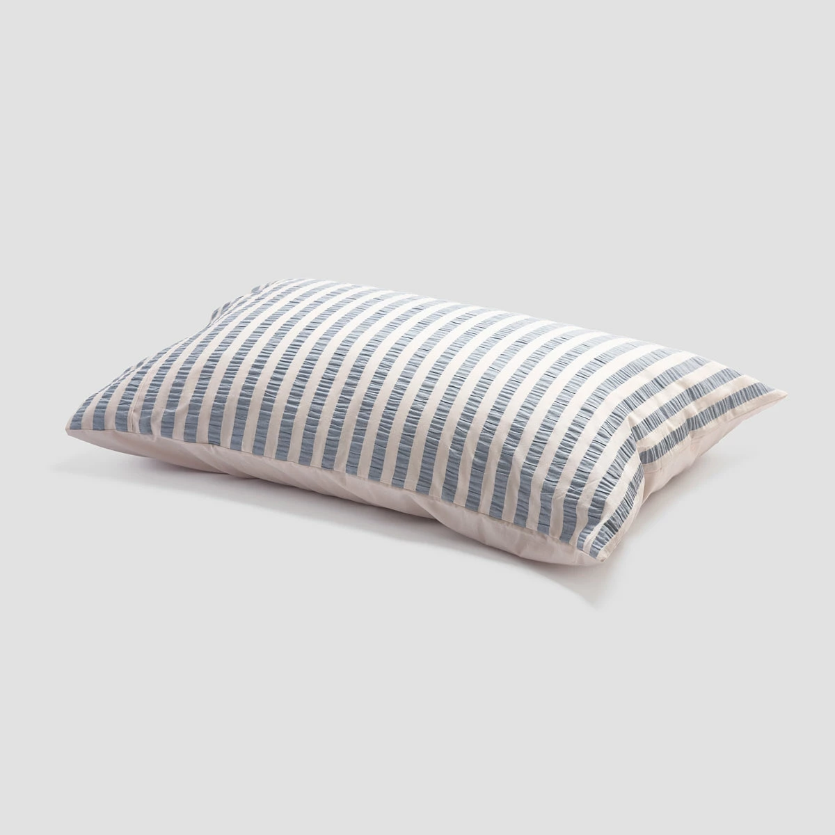 Warm Blue Seersucker Stripe Cotton Pillowcases (Pair) 5 Warm Blue Seersucker Stripe Cotton Pillowcases (Pair) - Image 3
