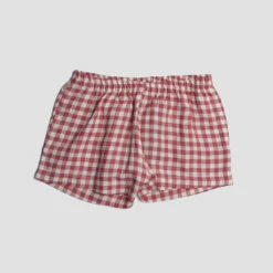 Mineral Red Gingham Pajama Shorts -Bed Linings Sales Shop PigletinBed Women sLinenPyjamaShorts MineralRedGingham 1 greyBG 1