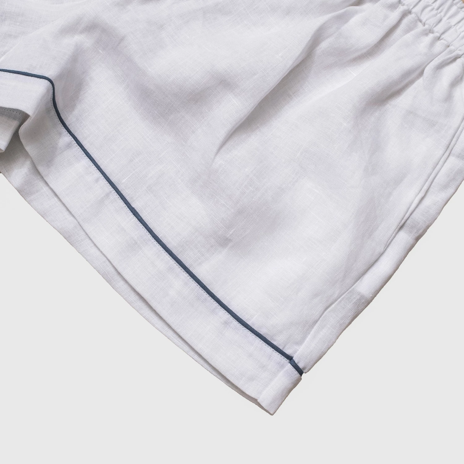 White Linen Pajama Shorts Set 9 White Linen Pajama Shorts Set - Image 7