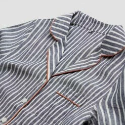 Men's Midnight Stripe Linen Pajama Shirt (Top Only) -Bed Linings Sales Shop Striped Top 2a d8099a5d f155 4bd9 ac0a 2b4a035dbf3b