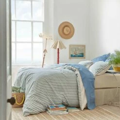 Warm Blue Seersucker Stripe Cotton Bundle -Bed Linings Sales Shop Warm Blue seersucker replacement asset 2