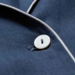 Men's Blueberry Linen Pajama Shirt (Top Only) -Bed Linings Sales Shop blueberry pyjama shirt detail2